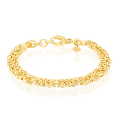 Sterling Silver W/14K Gold Overlay, Byzantine Bracelet MADE IN ITALY