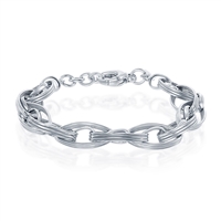 Sterling Silver Lined Marquise Shaped Multi-Linked Bracelet