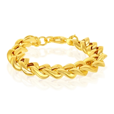 Sterling Silver W/14K Gold Overlay, Cuban Curb Bracelet