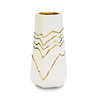 White-Gold Striped Design Bud Vase 10"H