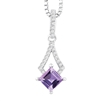 Bellissima Sterling Silver Square Amethyst Necklace