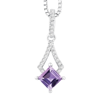 Bellissima Sterling Silver Square Amethyst Necklace