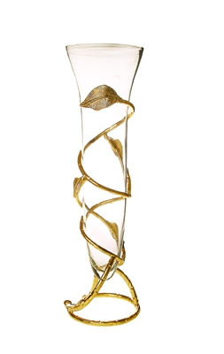 Glass Vase With Gold Leaf Design Base