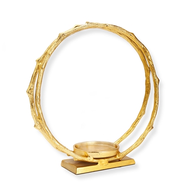 Gold Circle Hurricane Candle Holder