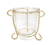 Glass Candle Holder on Gold Brass Stand, 4"