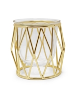 Gold Brass Hurricane Candle Holder - Diamond Shaped Design