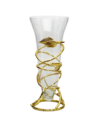 Clear Glass Vase with Removable Gold Leaf Base