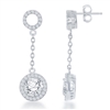 Sterling Silver Open CZ Circle with Round Dropdown CZ Earrings