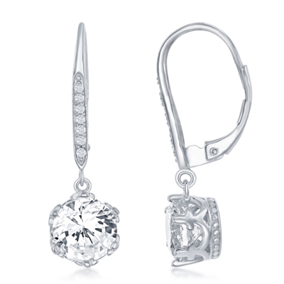 Sterling Silver 8MM Round CZ Earrings