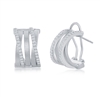 Sterling Silver Designer Earrings, Set with CZ, Bonded with Platinium, MADE IN ITALY