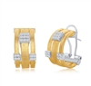 Sterling Silver Designer Earrings, Set with CZ, Bonded with 14K Gold, MADE IN ITALY