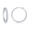 Sterling Silver Baguette CZ 35mm Hoop Earrings