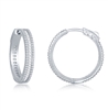 Sterling Silver Baguette CZ 25mm Hoop Earrings