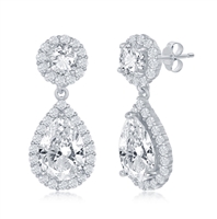Sterling Silver Round and Pearshaped CZ Earrings
