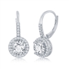 Sterling Silver Round CZ Halo Earrings