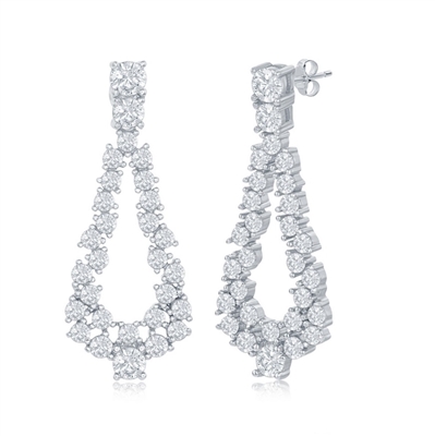 Sterling Silver Open Pearshaped CZ Statement Earrings