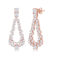 Sterling Silver Open Pearshaped CZ Statement Earrings - Rose Gold Plated