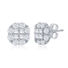 Sterling Silver Flower Design CZ Stud Earrings