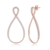 Sterling Silver Rose Gold Open Pearshaped Infinity Design Micro Pave Earrings