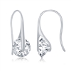 Sterling Silver Spinning Round CZ Frenchwire Earrings