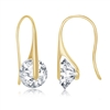 Sterling Silver Spining Round CZ Frenchwire Earrings - Gold Plated