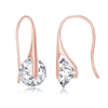 Sterling Silver Spinning Round CZ Frenchwire Earrings - Rose Gold Plated