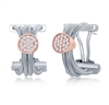Sterling Silver Designer Earrings, Set with CZ, Bonded with 14K Rose Gold, MADE IN ITALY