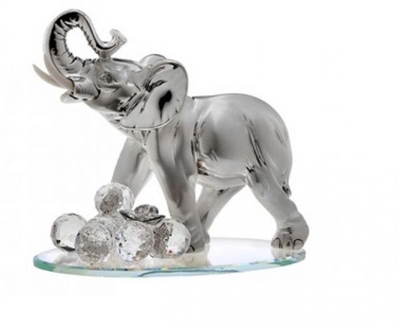 Italian 925 Argento Elephant Figurine w. Swarovski Crystal Clusters