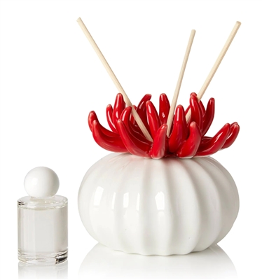 Debora Carlucci Red Coral Reed Diffuser W/ Frosted Porcelain Bottom