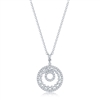 Sterling Silver, Open Circles Diamond Necklace - (68 Stones)