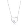 Sterling Silver, Multi-Shaped Diamond Heart Necklace - (19 Stones)