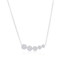 Sterling Silver Round Graduating Bar Diamond Necklace - (66 Stones)