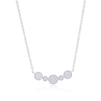 Sterling Silver Alternating Round Diamond Bar Necklace - (55 Stones)