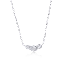 Sterling Silver Triple Round Diamond Necklace - (28 Stones)