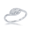 Sterling Silver Tow-Stone Diamond Ring - 0.08 cttw