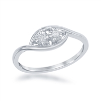 Sterling Silver Tow-Stone Diamond Ring - 0.08 cttw