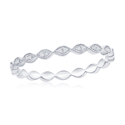 Sterling Silver Marquise Eternity Diamond Ring - (36 Stones)