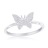 Sterling Silver Butterfly Diamond Ring - (43 Stones)