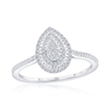 Sterling Silver Double Frame Pear-Shaped Diamond Ring - (111 Stones)