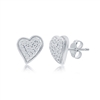Sterling Silver Heart Diamond Stud Earrings - (50 Stones)