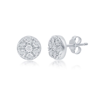 Sterling Silver, Cluster of Diamonds 5mm Studs - (14 Stones)