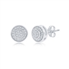 Sterling Silver, Round Halo Diamond Stud Earrings - (46 Stones)