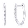 Sterling Silver, 14.5mm Oval Diamond Hoop Earrings - (40 Stones)