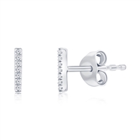 Sterling Silver Vertical Bar Diamond Studs - (14 Stones)