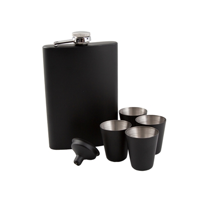 6-Piece Black Flask Set