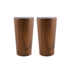 20 Oz Wood Stainless Steel Highballs, Set Of 2