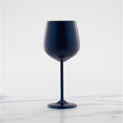 18 Oz Navy Stainless Steel White Wine Glasses, Set of 4