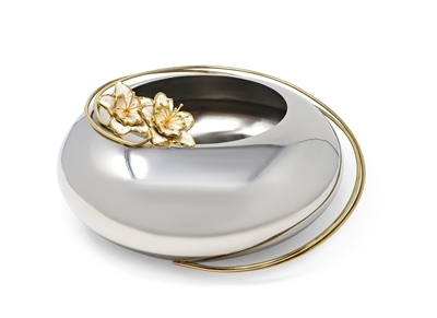 Round Vase with Gold Enamel Flower Design, 12"D
