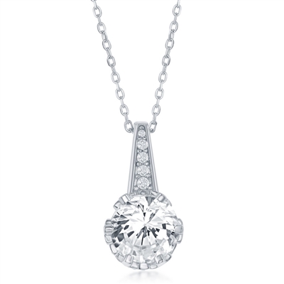 Sterling Silver Round CZ Pendant