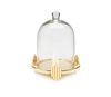 Glass Dome Candle Holder Gold Leaf Design